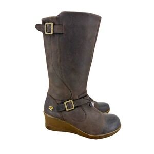 Keen Bern Baby Bern Tall‎ Brown Leather Wedge Boots 1015030 Womens 8.5
